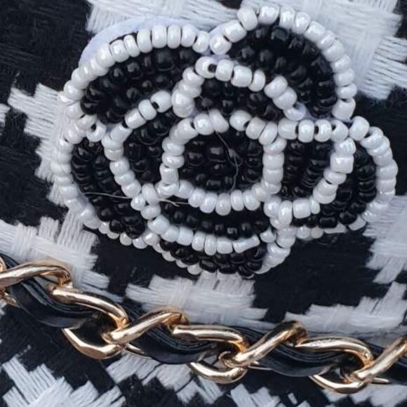 Black White Plaids Women Baseball Hat Cap Camellia Flower Fashion Accessory Gift - Picture 4 of 7